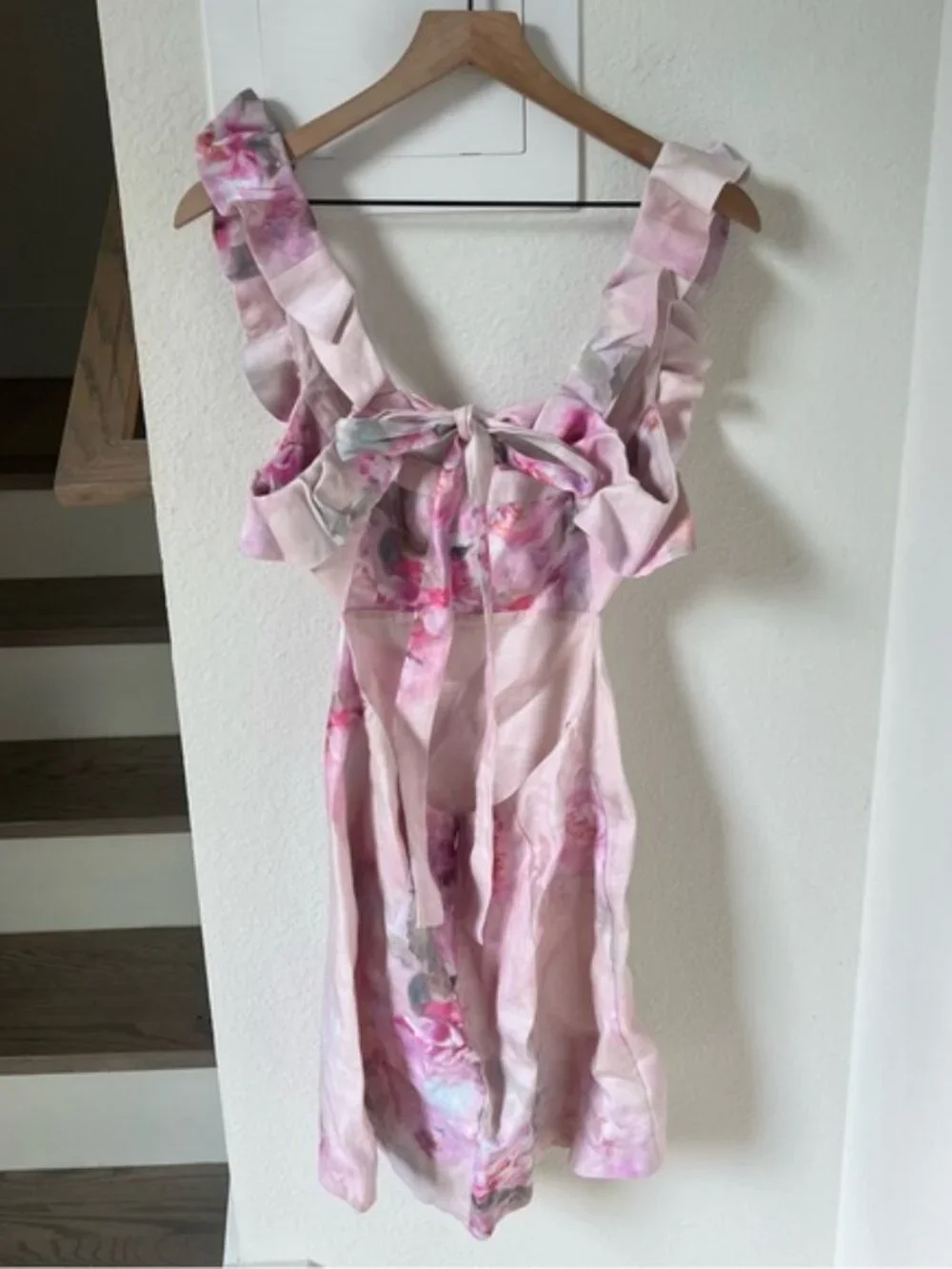 NWT Zimmermann Crush Frill Mini Dress in Pink Floral - Picture 4 of 11